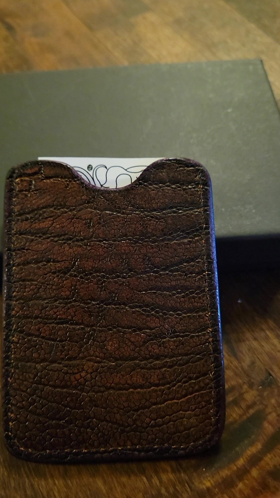 π Purple Ostrich Leg Leather Card Holder by Slickbald β Exotic Texture, Artisan Precision