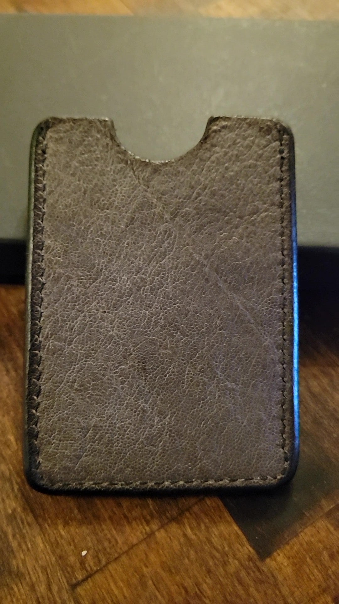 Pocket Money and Card Holder – Black Tooled Leather with Gray Elephant Ear Leather