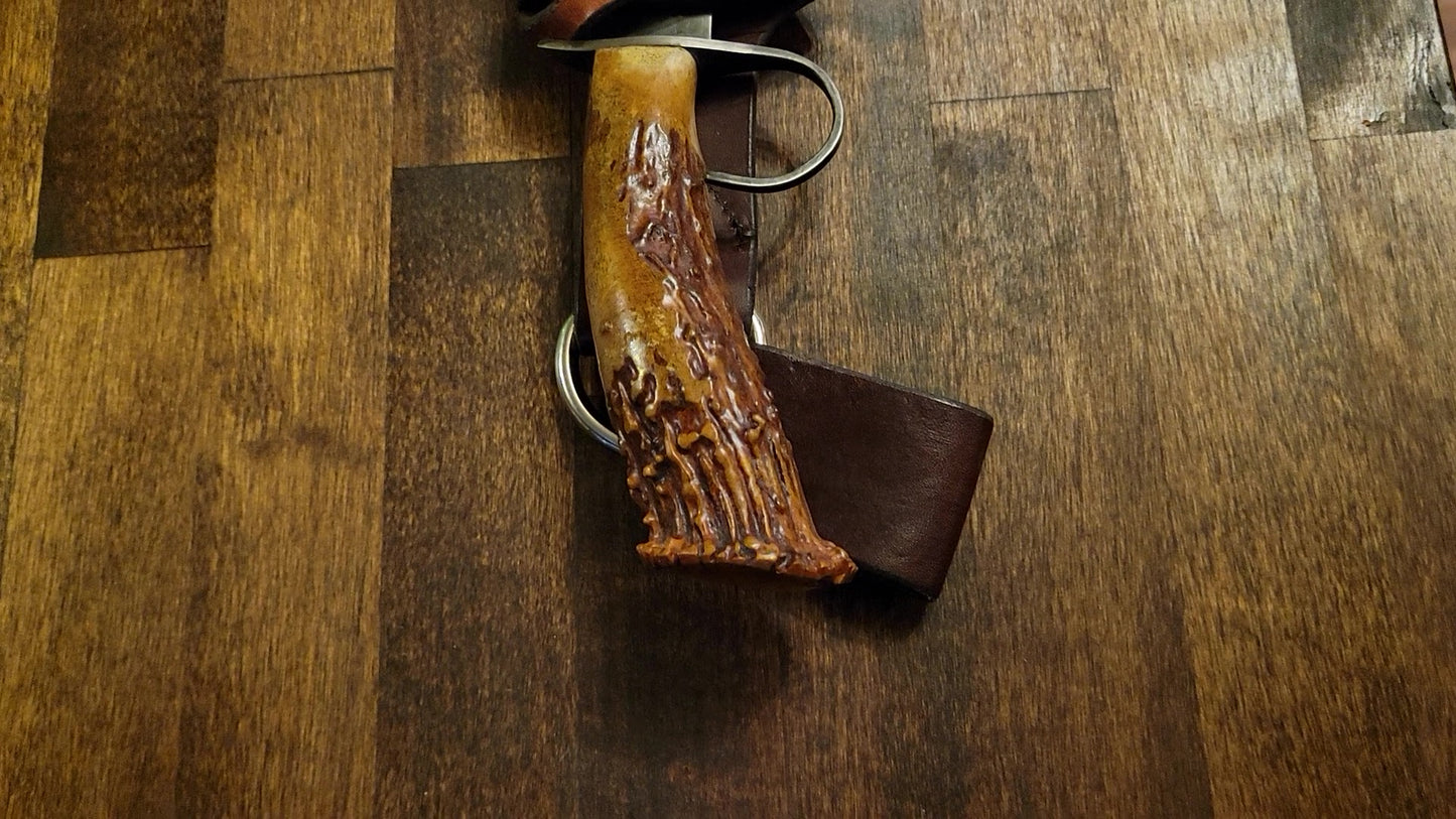 π΄ Bone A Fyde Rare Knife with Red Wildebeest Sheath β Handcrafted Exotic Leather by Slickbald | Artisan Knife for Collectors & Hunters