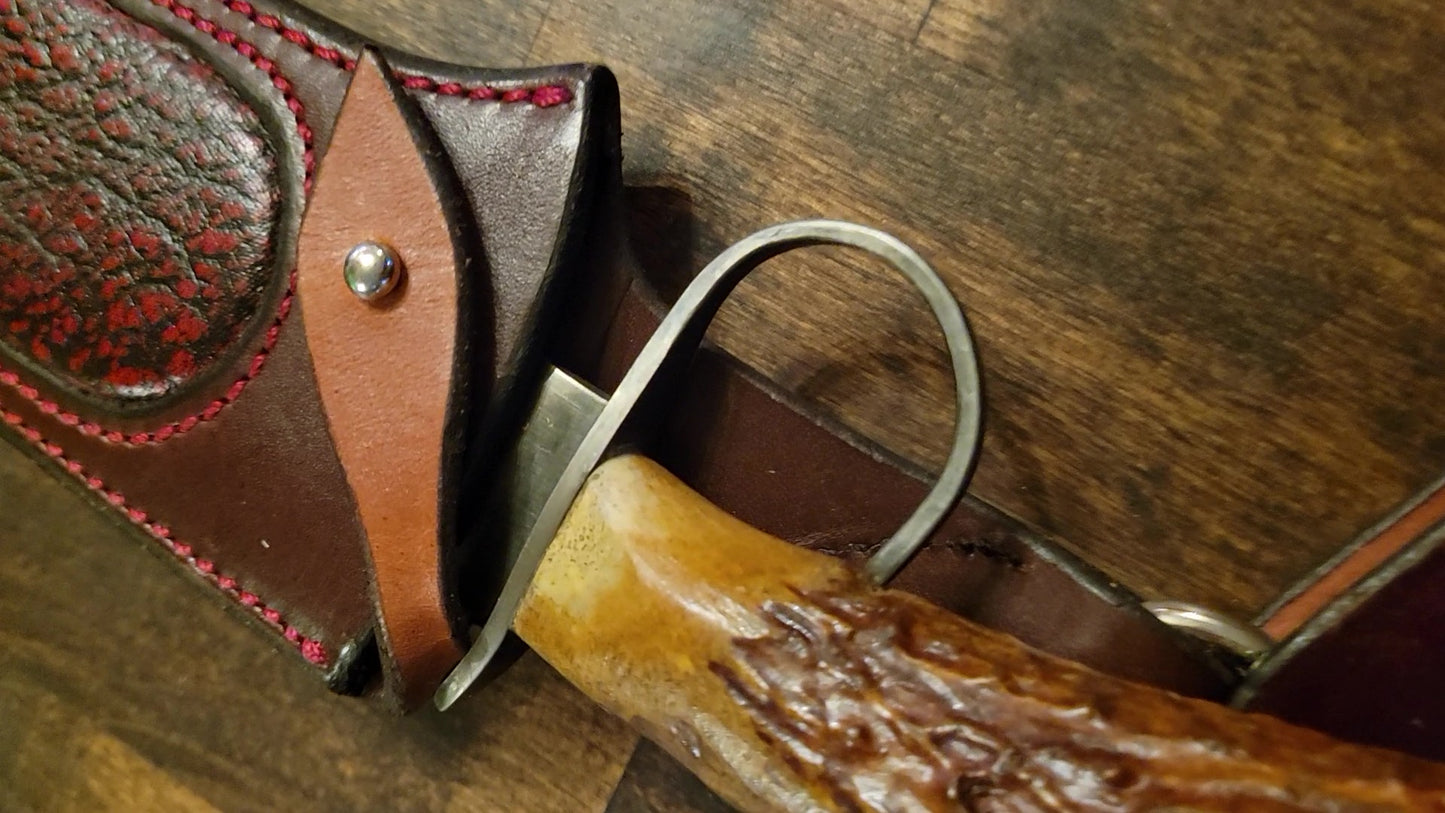π΄ Bone A Fyde Rare Knife with Red Wildebeest Sheath β Handcrafted Exotic Leather by Slickbald | Artisan Knife for Collectors & Hunters