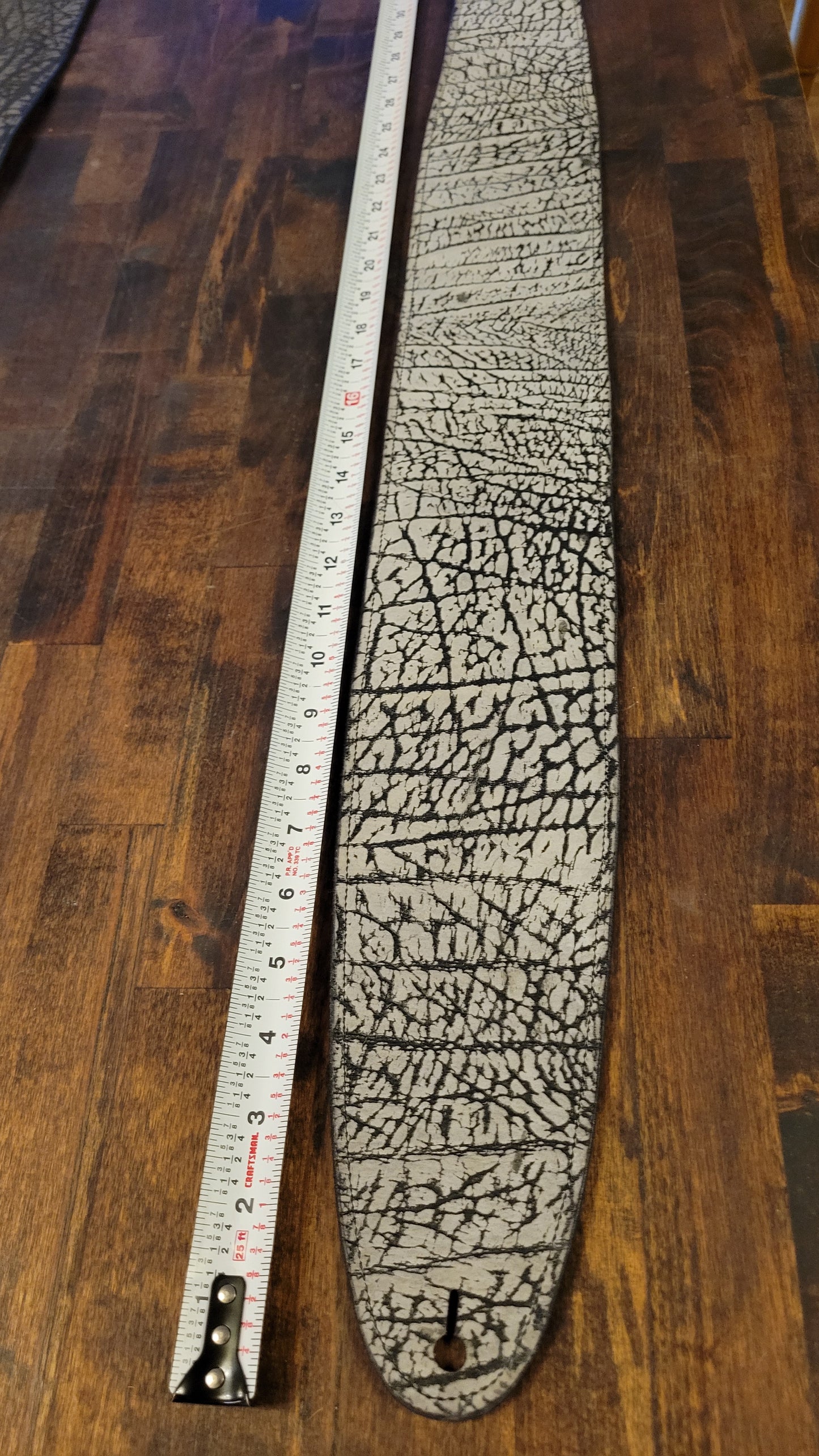 Exotic Light Grey Wildebeest Premium Leather Guitar Strap – Handcrafted Animal Hide with Leather Lining Crafted Luxury Handmade in the USA