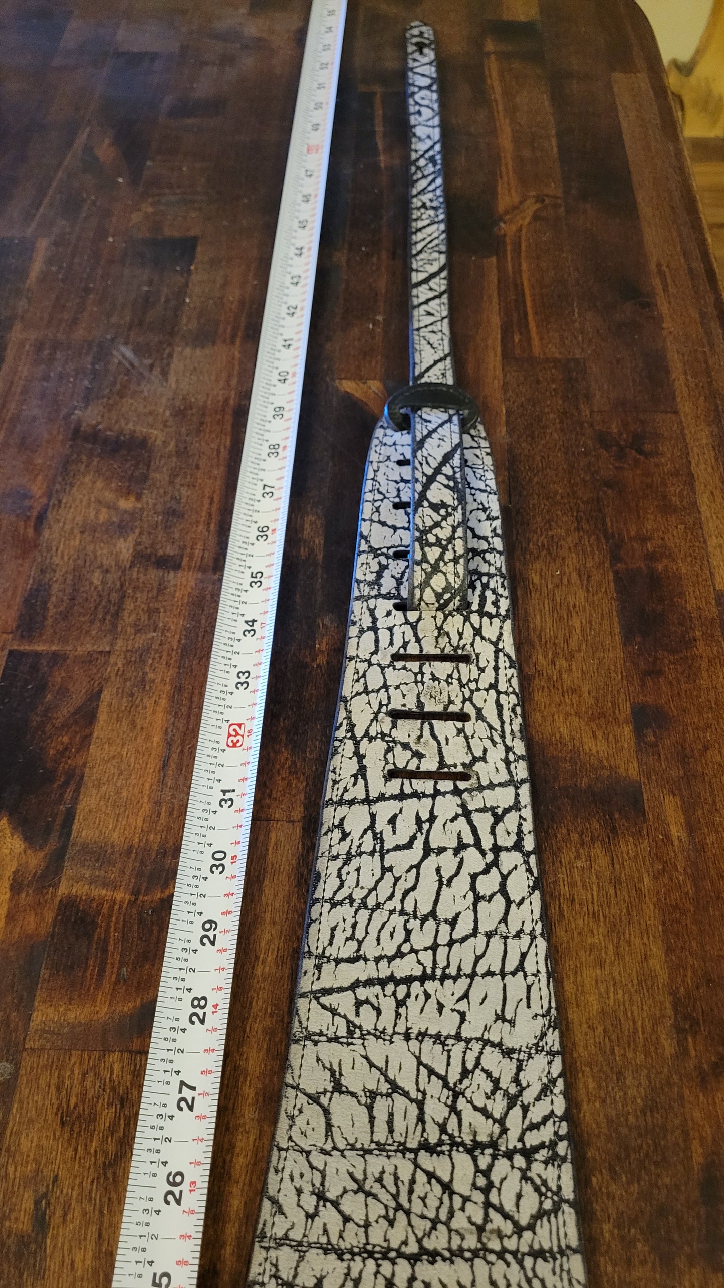 Exotic Light Grey Wildebeest Premium Leather Guitar Strap – Handcrafted Animal Hide with Leather Lining Crafted Luxury Handmade in the USA
