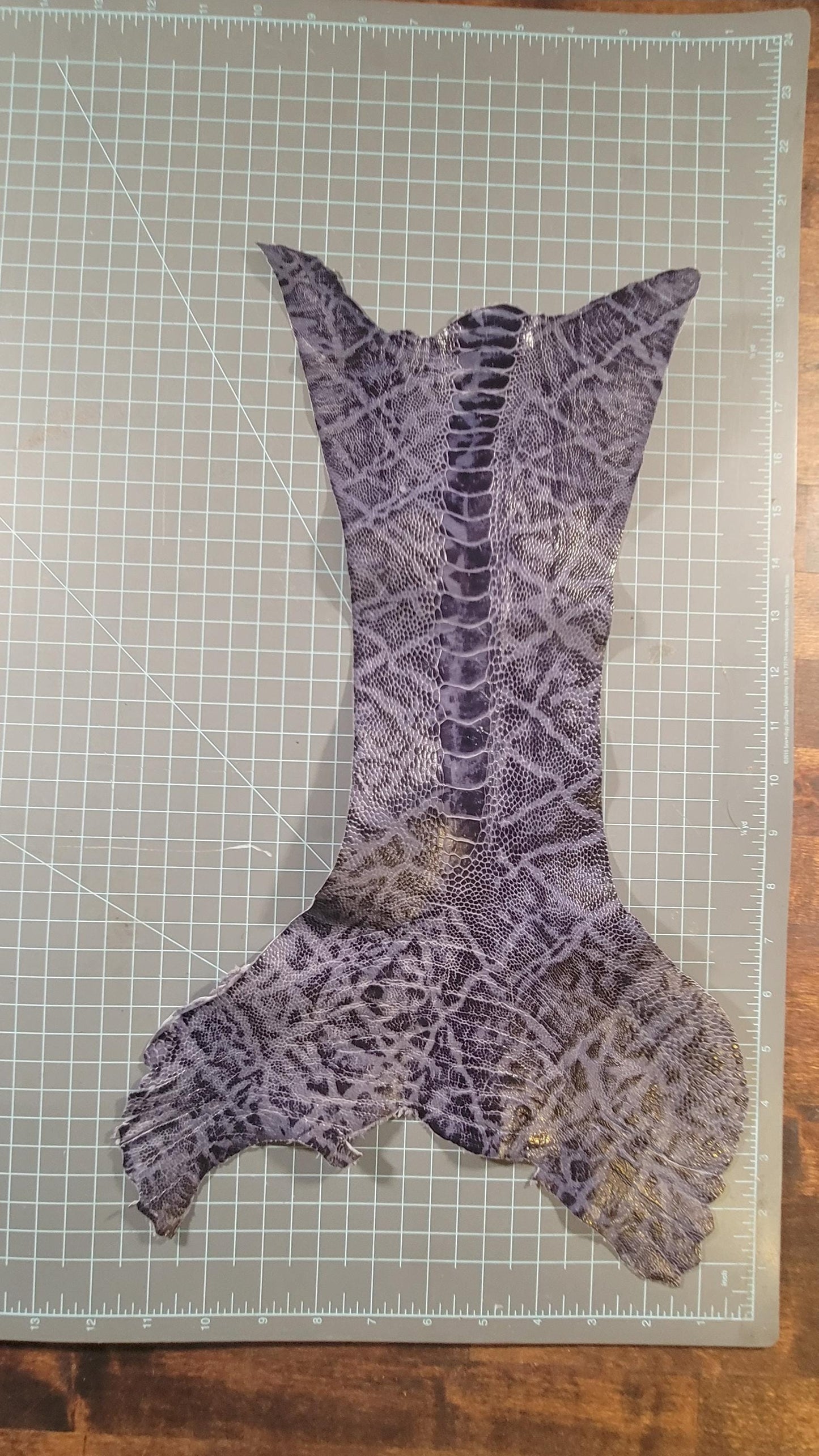 Purple ostrich leg leather