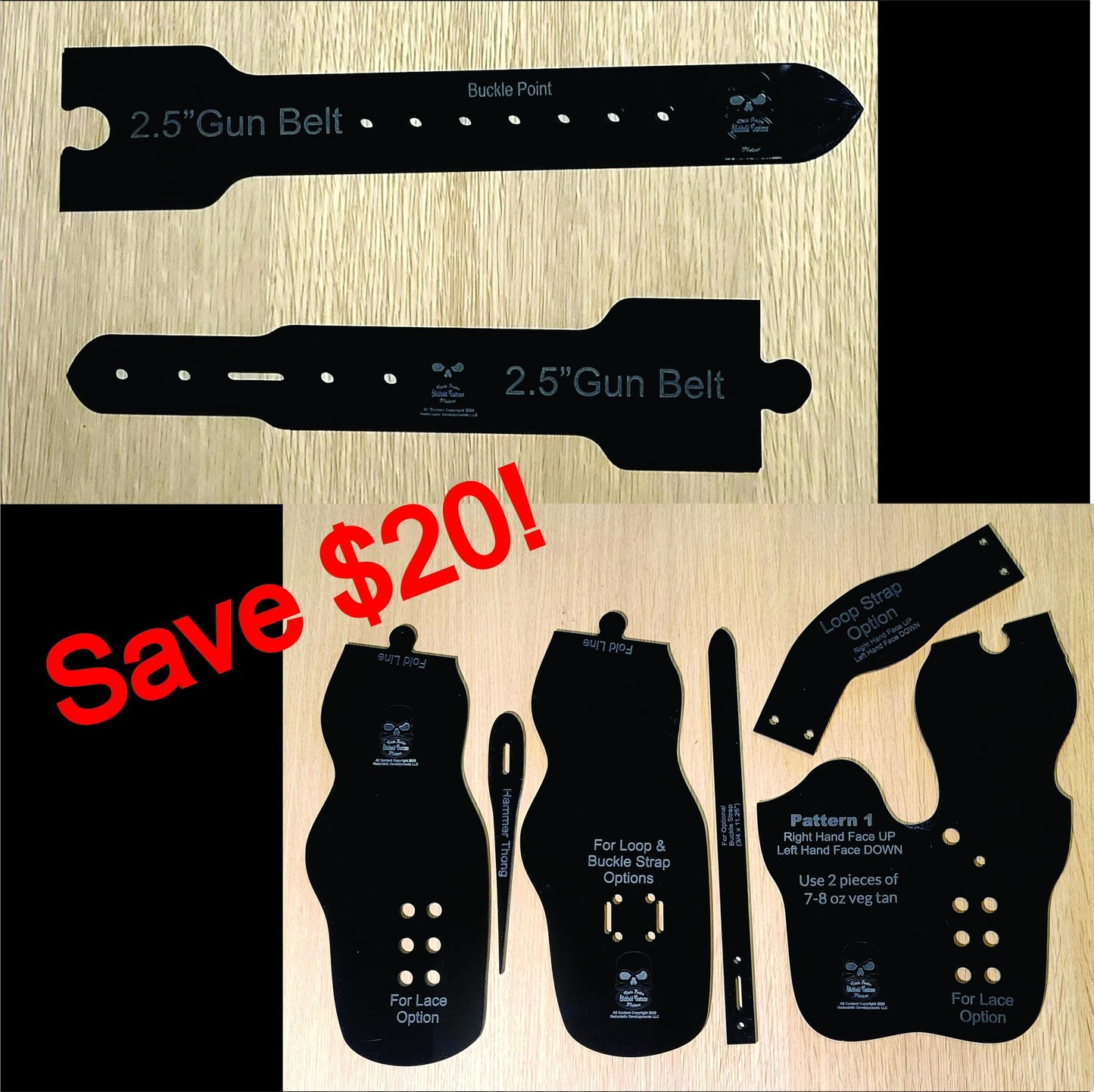 Gun Belt Template Design Pattern Making Guide Leather Craft Tool Set Buckle Pattern Cutting Guide Holster Making Western Reenactment Gear