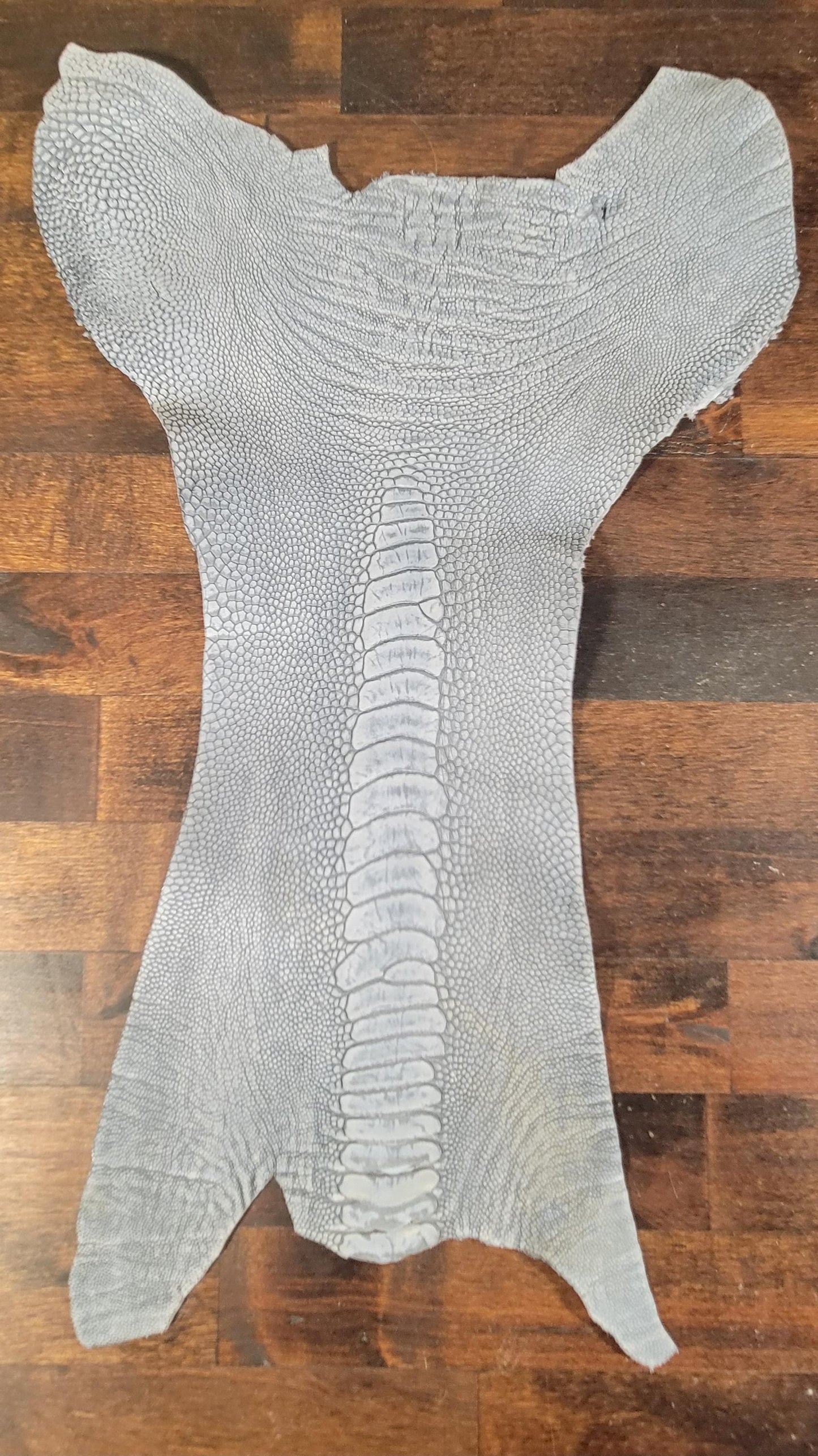 Grey ostrich leg tanned leather