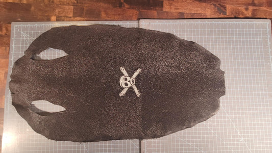 Large Exotic Stingray Leather Hide – Jolly Roger Pirate Skull – Tanned, Durable, Textured – Great for Wallets, Belts, Crafts