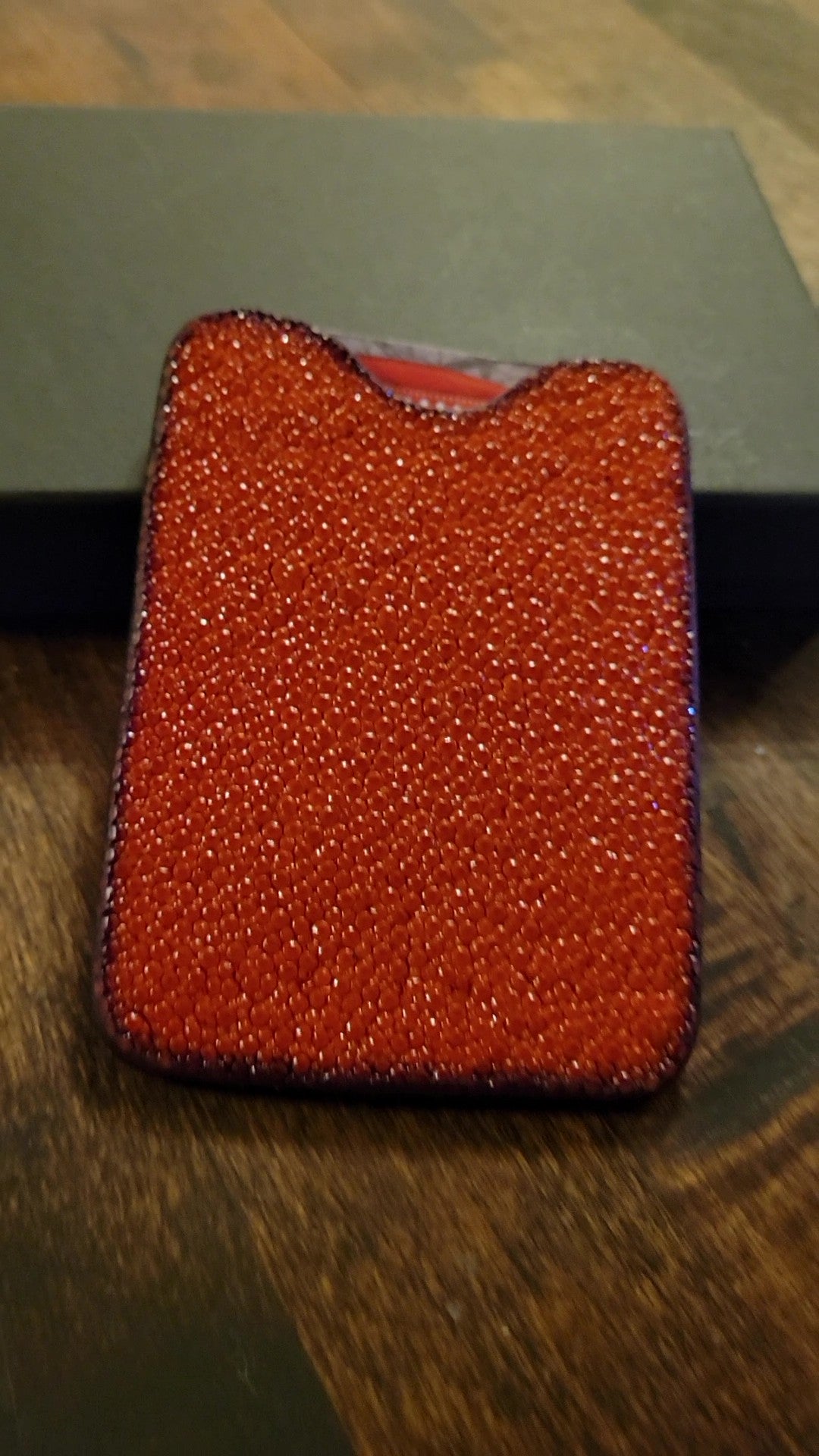 🧡 Pocket Money and Card Holder – Carved Leather Inlay with Orange Mohave Turquoise & Orange Stingray Leather