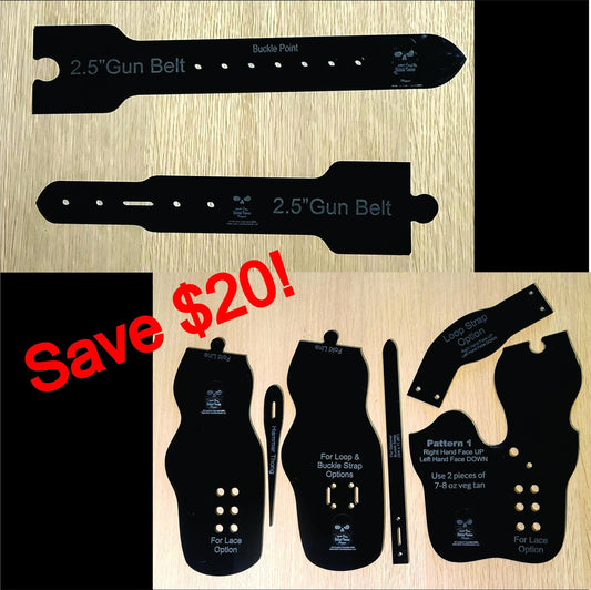 Gun Belt Template Design Pattern Making Guide Leather Craft Tool Set Buckle Pattern Cutting Guide Holster Making Western Reenactment Gear