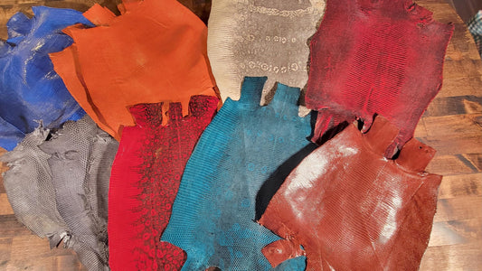 Tanned Ring Lizard Leather – Medium Exotic Skins – Multicolor – Handmade Goods & Fine Leathercraft, Belts, Wallets, Purses, Bags, Billfolds