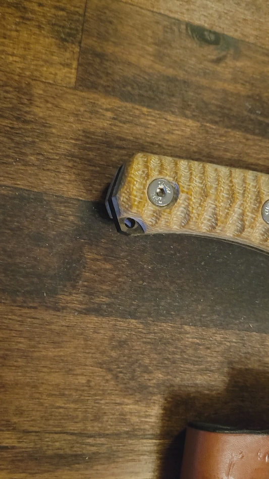 🖤 Primitive Wanderer Knife with Micarta Handle & Rare Black Tooled Pebble Scale Sheath by Slickbald– Raw Edge, Refined Hide