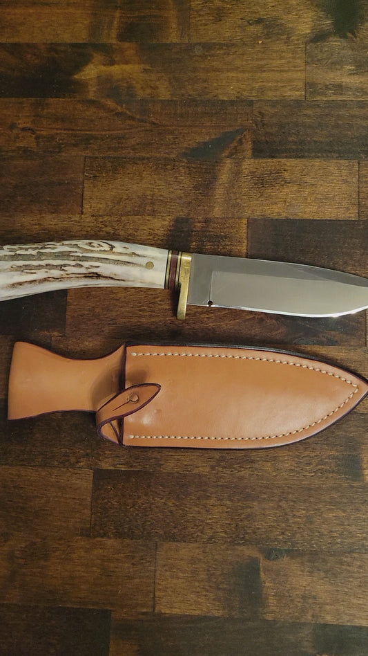 🦌 Colorado Cutlery Antler Handle Knife with Handmade Sheath by Slickbald – Wild Elegance Meets Western Craftsmanship